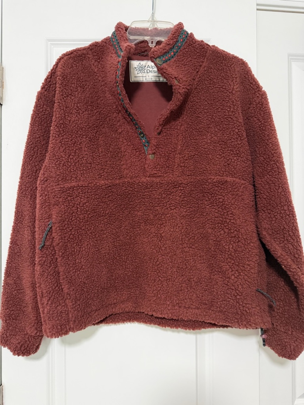 Alpine Design Women's Plush Sherpa Pullover - Rust Red